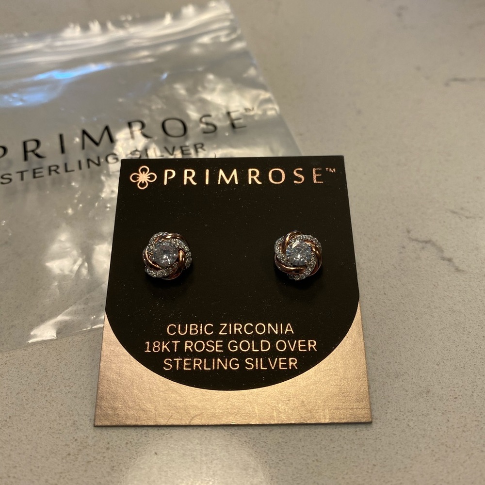 NWT Primrose CZ 18kt rose gold earrings